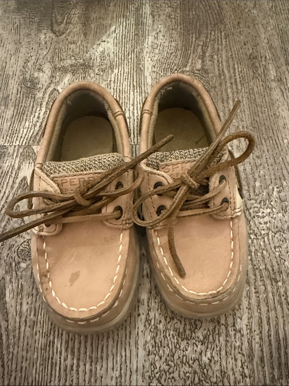 Sperry Kids Light Tan Leather Moccasin Boat Shoes